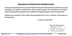 Apelujemy do wszystkich, ktrym dobro Rzeczypospolitej ley na sercu o oddanie 12 lipca gosu na Andrzeja Dud! - 08.07.2020.
